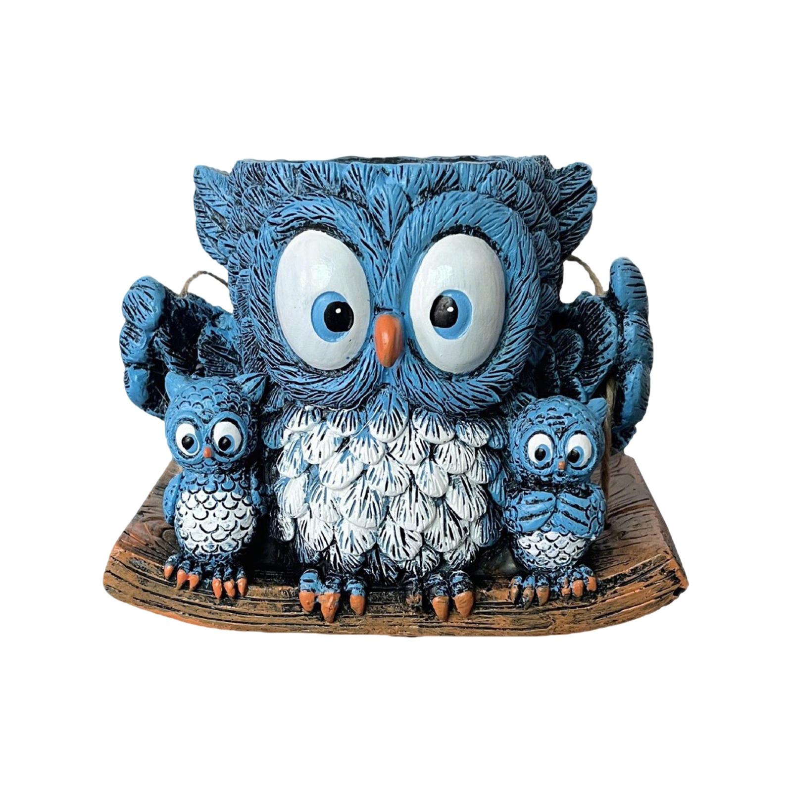Подвесное кашпо в виде совы для суккулентов One Size синий