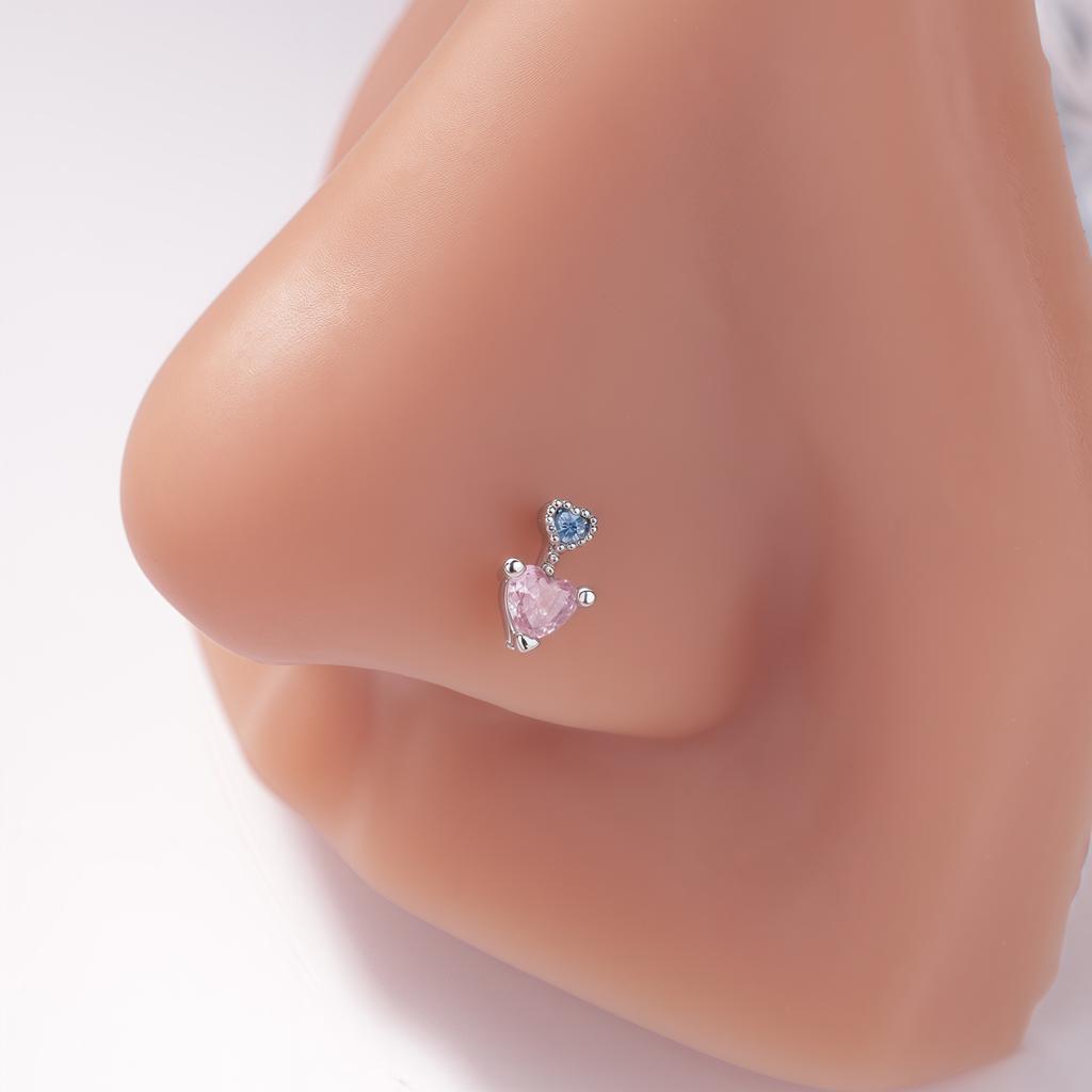 1Pcs Nose Rings Studs L Shaped Nose Rings for Women Heart Nose Nostrial Piercing Jewelry Valentine's Day Gifts