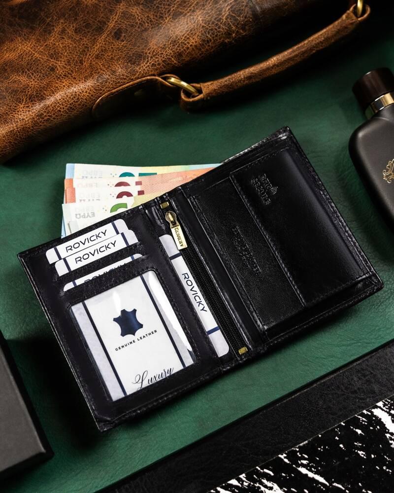 Large Men's Leather Wallet Without Clasp - Rovicky