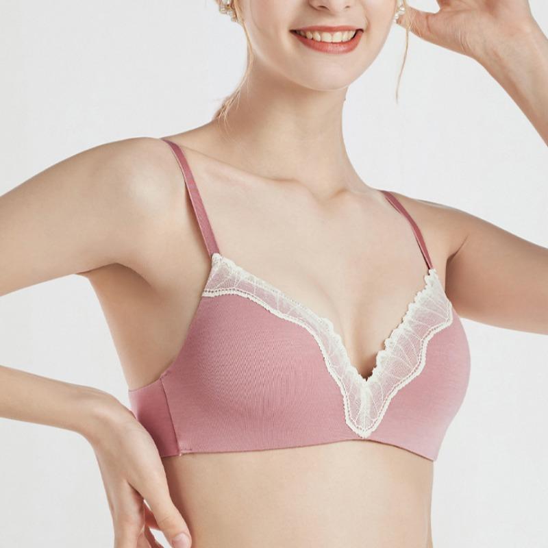 French Thin Lace Underwear Small Chest Push-up Sexy Bra Without Steel Ring Adjustable Girl Bra
