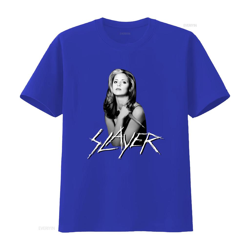 Retro Buffy The Vampire Slayer Black White Print Cool Casual Streetwear T Shirt vintage Washed Stretched Breathable