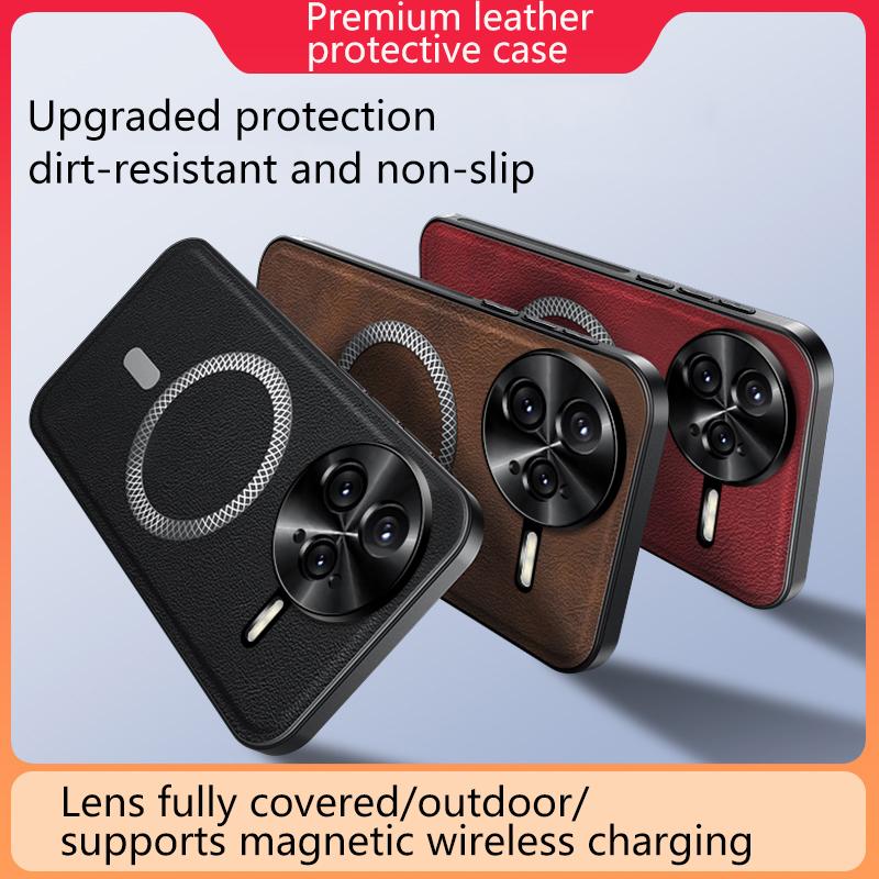 For Redmi K80 Pro Case Magnetic Elegant Leather Wear-Resistant Lens Fully Covered Non-Slip Grip Edge Cover Shell
