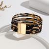 Bohemian Style Leopard Leather Bracelets Charm Magnetic Bracelet Fashion MultiLayer Bangles  Girls