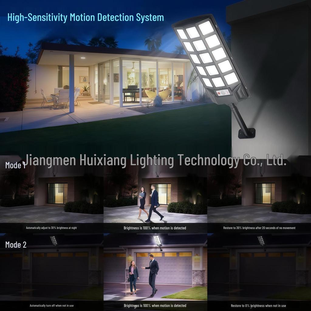 Huixiang Three-Sided Solar Street Light with Motion Sensor for Outdoor Courtyard