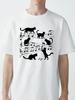 Music  Cat Print Crew Neck Tshirt Fashion Casual Short Sleeve Tee Outdoor Summer Breathable Sports Round Neck T Shirt Tshirts