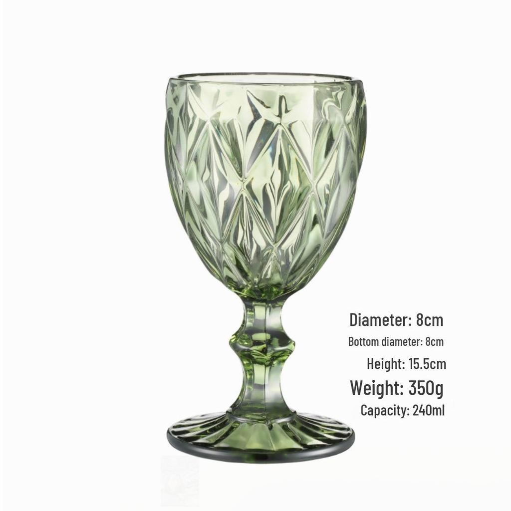 Vintage Embossed High-Footed Red Wine Glass with Bubbles - Wedding Decoration, Child-Friendly, Thickened Design