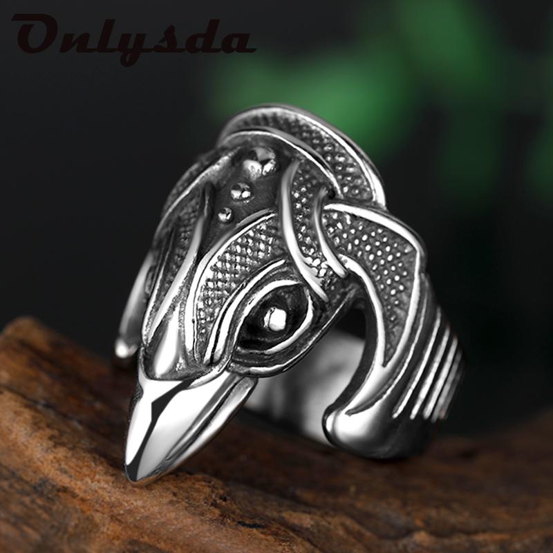 Viking Men Two Entwined Ravens Ring Norse Mythology Silver Color Odin Crow Stainless Steel Rings Nordic Amulet Jewelry Man Gift