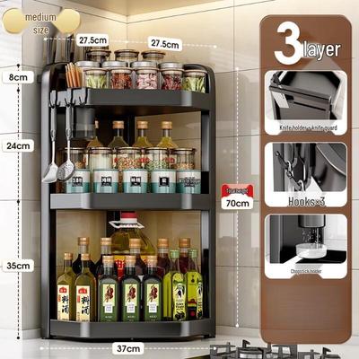 Yunshuang 3-Tier Kitchen Storage Rack with Knife and Chopstick Holders