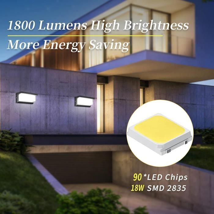 Applique murale - micutu - 18w led - blanc froid - extérieur - ip65 étanche