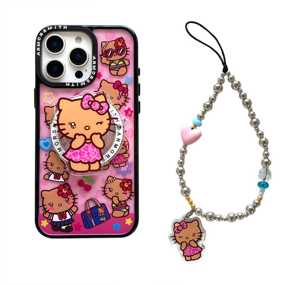 Sanrio Y2K Hello Kitty Cute Cartoon Magnetic Phone Case For IPhone 12 13 14 15 16 17 Pro Max Protective Cover with Stand Fundas