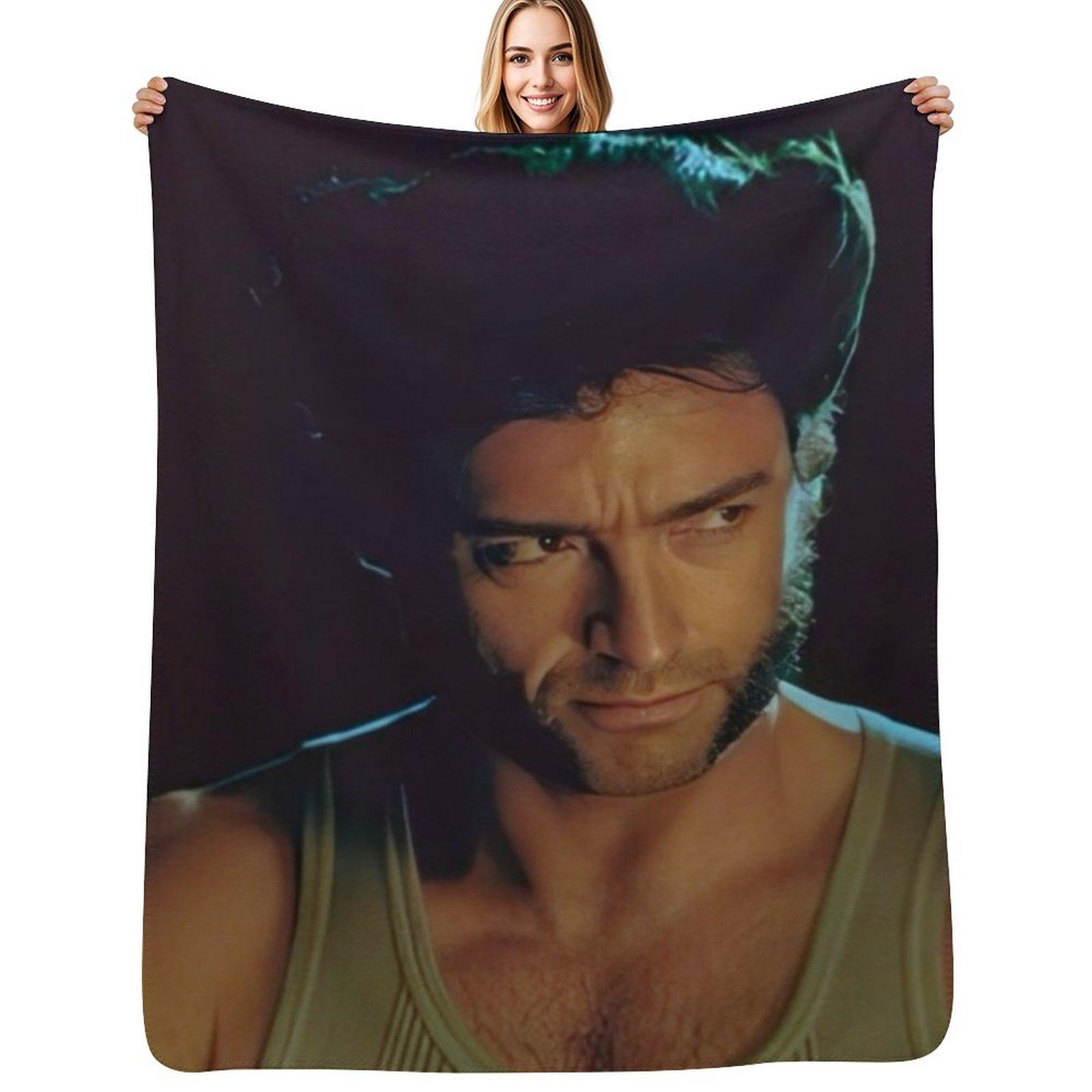 Hugh jackman Throw Blanket Travel Size Cozy Blanket for Plane Train Size: 75*100cm, Weight: 230 GSM