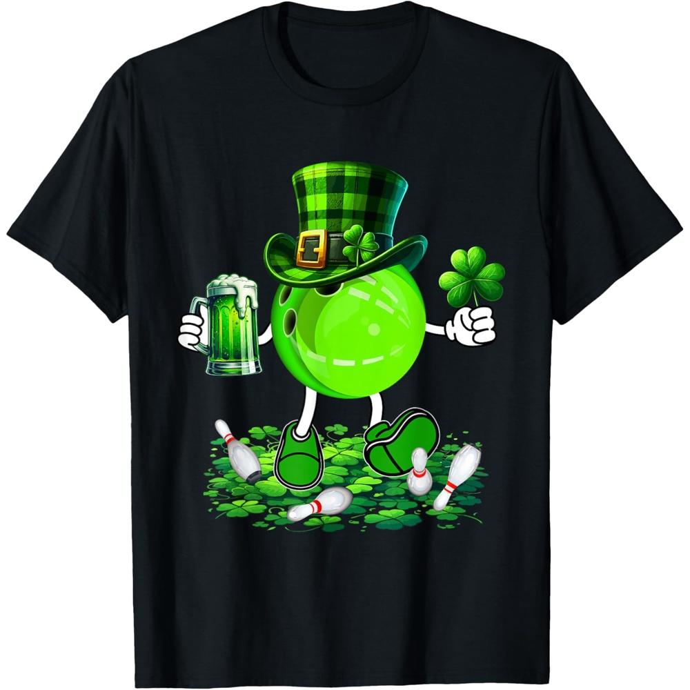 St. Patrick s Day Bowling Drinking Beer Lover Player Drinker Cotton Men T Shirt L чёрный