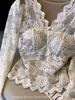 High-Grade Velvet Korean Style Lace Slimming Warm Autumn/Winter Top