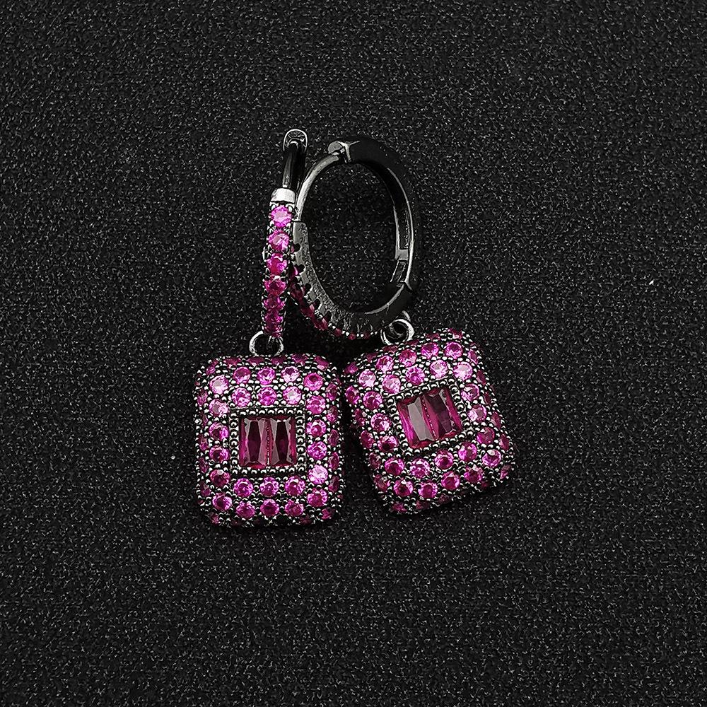 

Европейский и американский стиль Циркониевые квадратные изумрудные овальные серьги - Модель E6928 красный