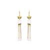 Aieryuan Gold-Plated Fan-Shaped Earrings with Imitation Jade Tassels - Retro Design