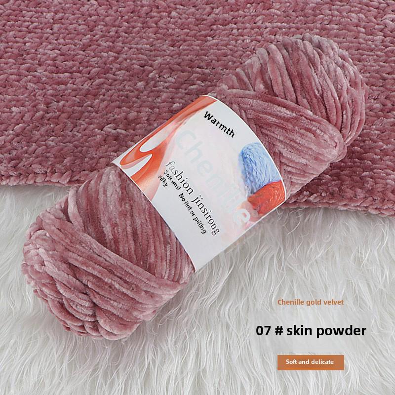 Chenille Gold Velvet Knit Scarf, Hat, Crochet Slippers, Doll Wool DIY Knitting Kit