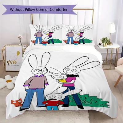 Ropa de cama con estampado de Simon el Conejo Juego de edredón Funda de edredón Funda de almohada Decoración del hogar Regalo de cumpleaños (1 * funda de edredón + 2 * fundas de almohada sin relleno)157