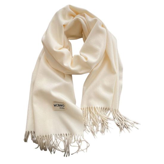 

Scarf Shawl Tassel Design Thick Super Soft Pashmina Comfortable Keep Warm Solid Color Women Large Soft Imitation Cashmere Scarf for Outdoor белый