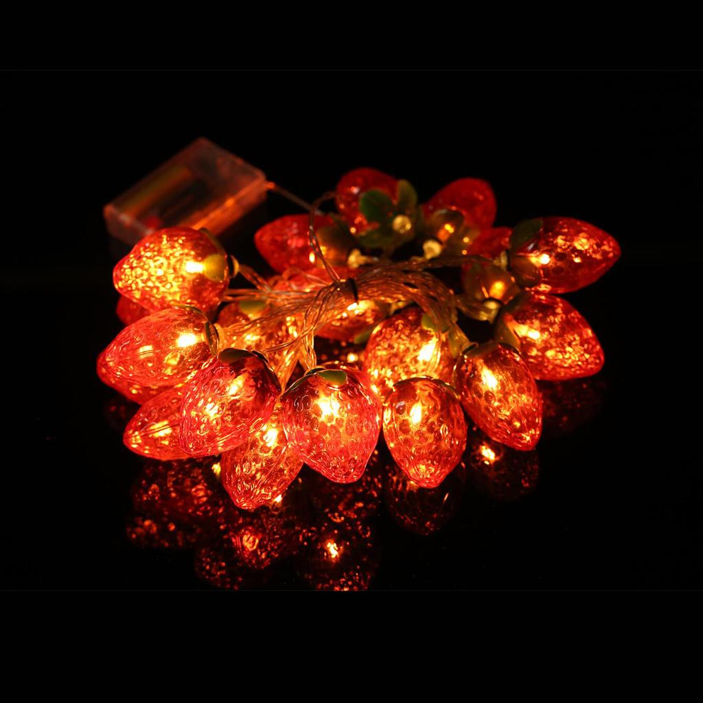 6,5FT 10-LED Erdbeer-Lichterkette Weihnachts-Dekorative Lichterketten LED Dauerlicht Modus für Festivals Ostern Karneval Partys