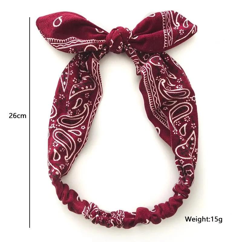 Printed Rabbit Ears Elastic Contour Crossover Hairband Wire Knot Wash Face Headband Elastic Hairband Stretch Headbands for Women