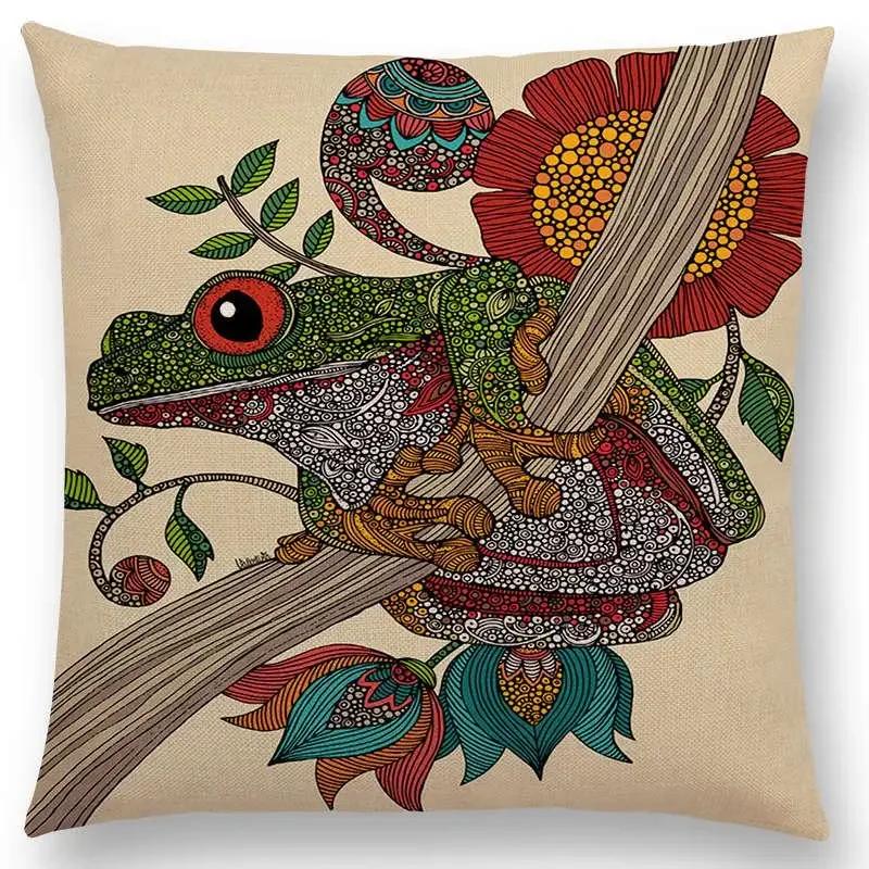 Hinduism Style Cushion Cover Mandalas Floral Animals Flower Deer Elephant Whale Bee Pig Pangolin Squirrel Frog Sofa Pillow Case