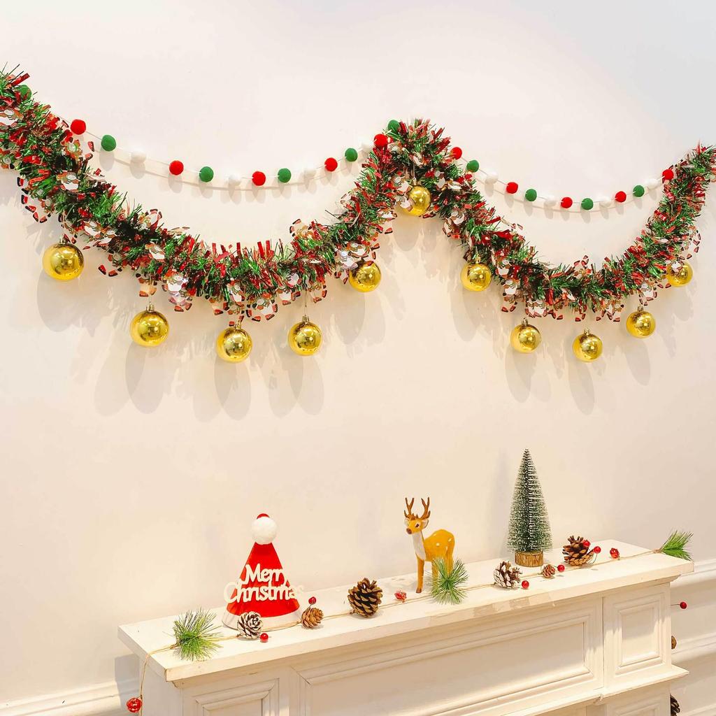 Christmas Tinsel Garland for Tree Ornaments and Wall Decor