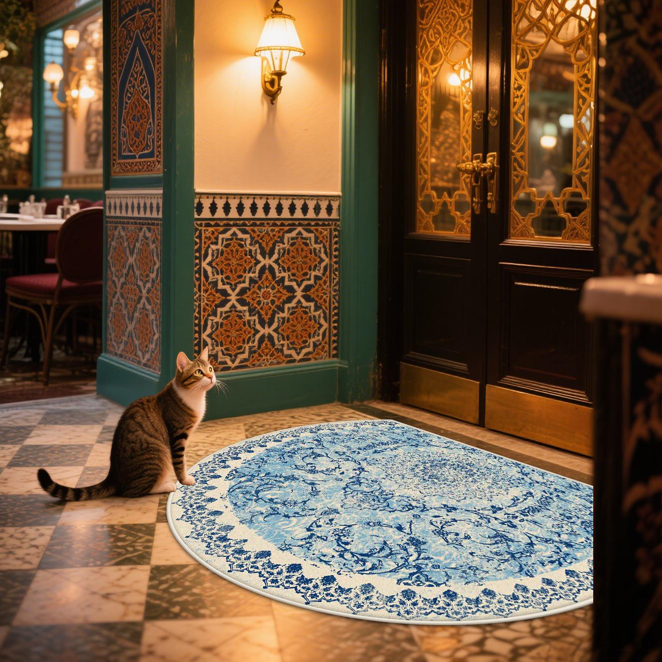 

Luxury Persian Style Dining Room Entrance Door Mat European Decor Home Non-slip Lobby Outdoor Floor Mats Bathroom Bedroom Rug 60x90cm