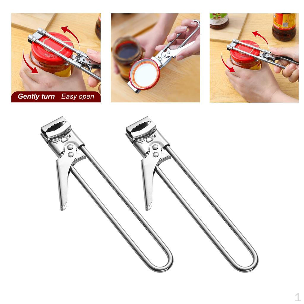 

2 Opener Bottle Gripper Stainless Steel Jar Lid Labour Saving Bar