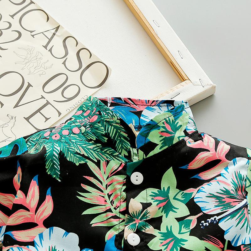 Handsome Boys Summer Clothes Children's Clothing Men's Small And Medium-sized Children's Shirt Korean Girls Short-sleeved Baby Clothes Beach