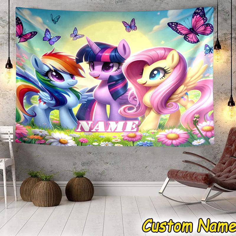 Custom Name Tapestry Rainbow Unicorn Tapestry Room Decoration Wall Hanging for Living Room Bedroom, Dormitory, Birthday and Christmas Gifts
