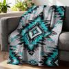 1pc Turquoise Aztec Print Fleece Blanket, Southwestern Boho Throw Blanket for Home Couch Bedroom Decor