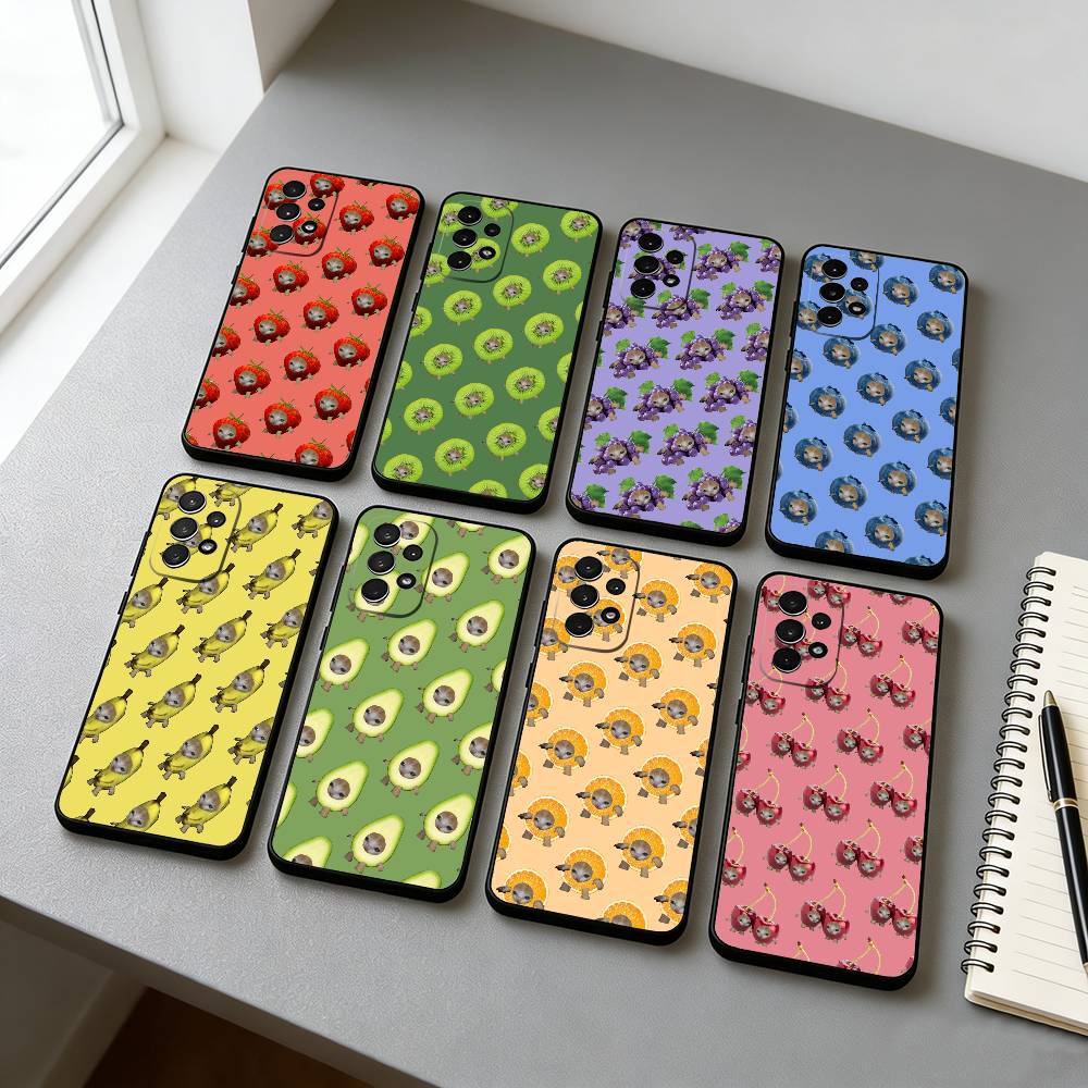 Fruit Cats Meme Phone Case For Samsung S25,S24,S21,S22,S23,S30,Ultra,S20,Plus,Fe,Soft Silicone Black Cover