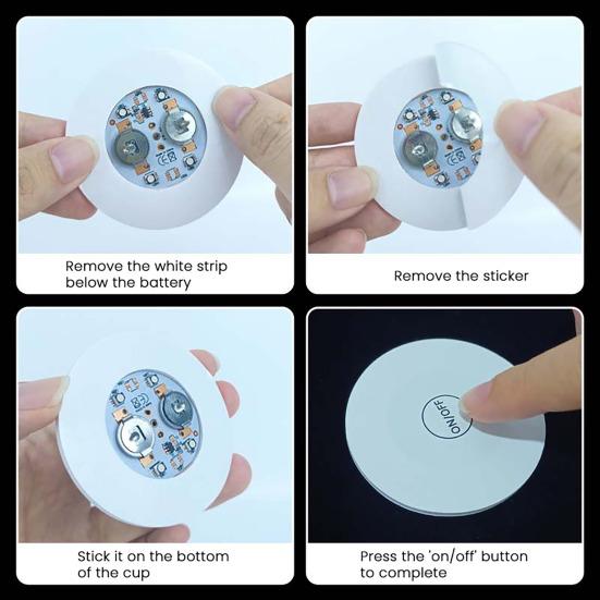 Colorful LED Coaster with 3 Light Modes Self-Adhesive Portable Drink Coaster for Beer Coffee Bar Ambience Lights Fun Home Bar Accessory