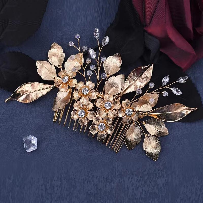 

Luxury Gold Women Flower Hair Clip Bridal Hair Accessories Banquet Party Daily Versatile Sweet Romantic Girl Hair Clip Hair Comb