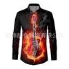 Stylish Long Sleeve Shirt with Saxophone Print, Ideal for Music Lovers