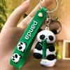 Kawaii 3D Bamboo Panda Keychain PVC Rubber Pendant Cute Cartoon Backpack Bag Charm Children Day Gift Car Key Souvenir Ornaments
