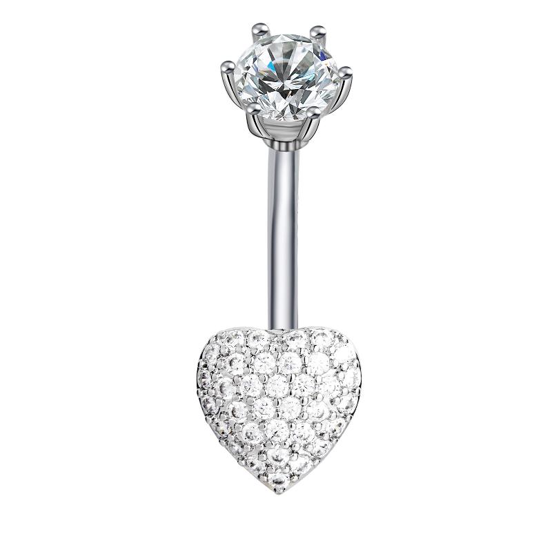 Sparkling Zircon Belly Button Rings Butterfly Heart Navel Piercing Ring For Women Body Jewelry Accessories