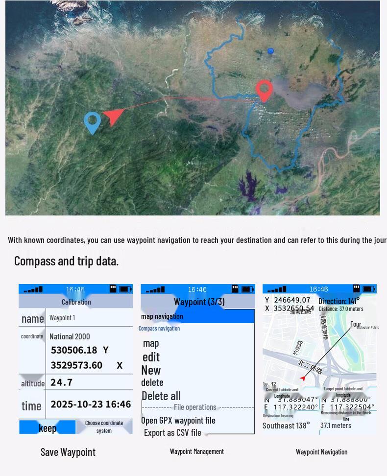 Zhuolin A8 High-Precision Handheld GPS BeiDou Surveying Instrument with Latitude, Longitude, and Elevation Tracking