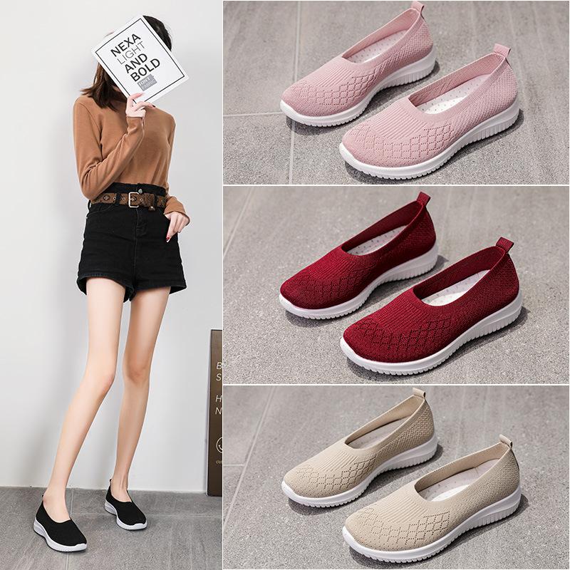 New Soft and Comfortable Low-heeled Casual Round-head Single Shoes Women's Spring and Summer Easy-to-match Casual Shoes Large-size Fly-woven Breathab