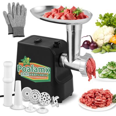 Poafamx Elektrický se 3 typy řezání 5 kráječ zeleniny sekačka na masovou směs masové střevo zeleninová miso fazol nerezová ocel Omyvatelný