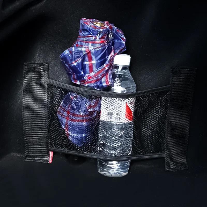 Car Back Rear Trunk Storage Mesh Fixed Straps Car Interior Organizer Extinguisher Storage Net Seat Back Fixing Bag