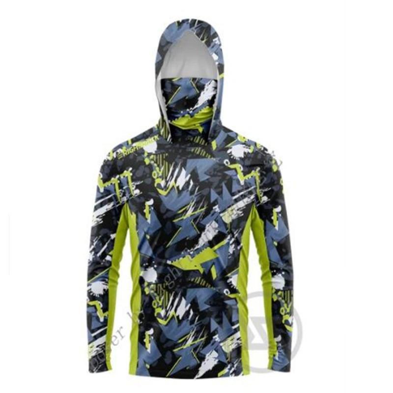 Lightweight Quick-Dry Fishing Shirt With Hood Men Outdoor Water Sports UV Protection Breathable Top