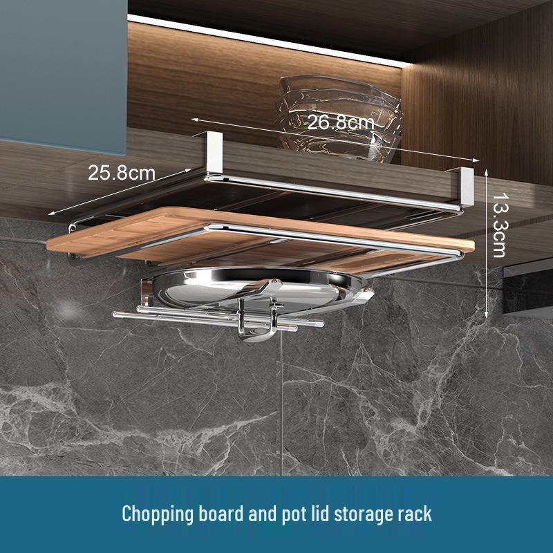 Under-Cabinet Multifunctional Kitchen Storage Rack for Cutting Boards