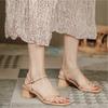 Fashion 2025 Summer Chunky High Heels Shoes Ladies Narrow Band Sandals Ankle Strap Slingback Sandalias Femme Wedges Open Toe Dress Shoes
