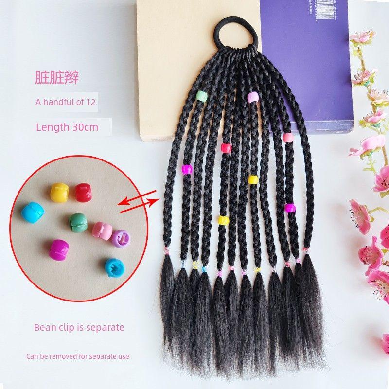 Dopamine Color Kids Dirty Braid Stage Performance Gradient Color Wig Small Braid High-Temperature Fiber Fiber Hair Tibetan Braid