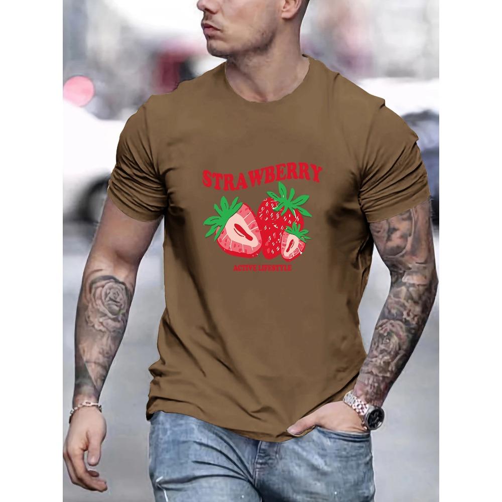 Print Mens T-Shirt Summer Breathable Casual T Shirts Trendy Crewneck New Tee Top Loose All-Match Man Streetwear