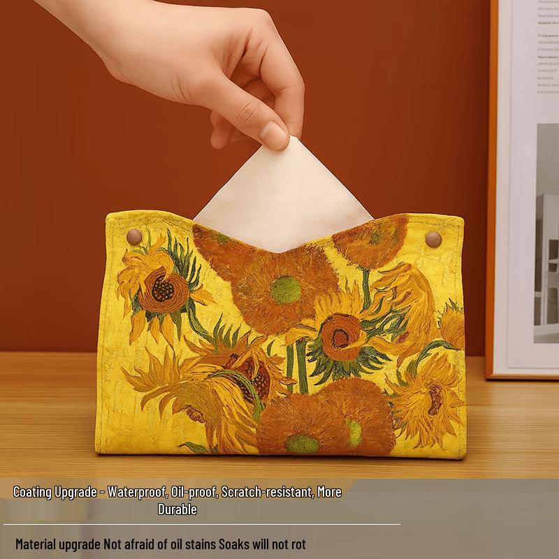 LIEI Oil Painting Rose Leather Tissue Box
