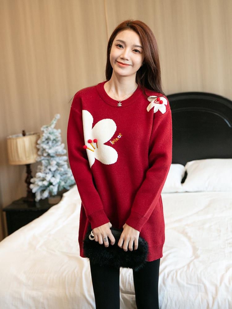 2026 Trendy Festive Red Year of the Horse Family Sweaters: Thickened Parent-Child Wear for New Year - Mother-Son & Mother-Daughter Styles Available