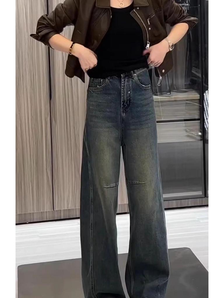 Plus Size Women's Retro High Waist Wide Leg Jeans - 2024 Autumn Collection