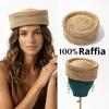 Berete 100% Rafie Franțuzești Pălării Rotunde din Paie Țesute Manual Pălării de Soare Elegante de Vară pentru Femei Pălărie Cutie de Medicamente Fermecătoare pentru Petreceri Cocktail